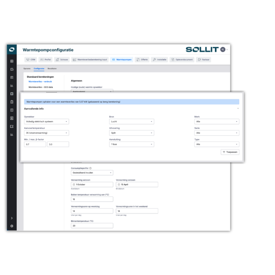 Warmtepomp configuratie