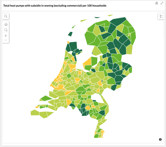 Totaal aantal warmtepompen met subsidie per 100 huishoudens