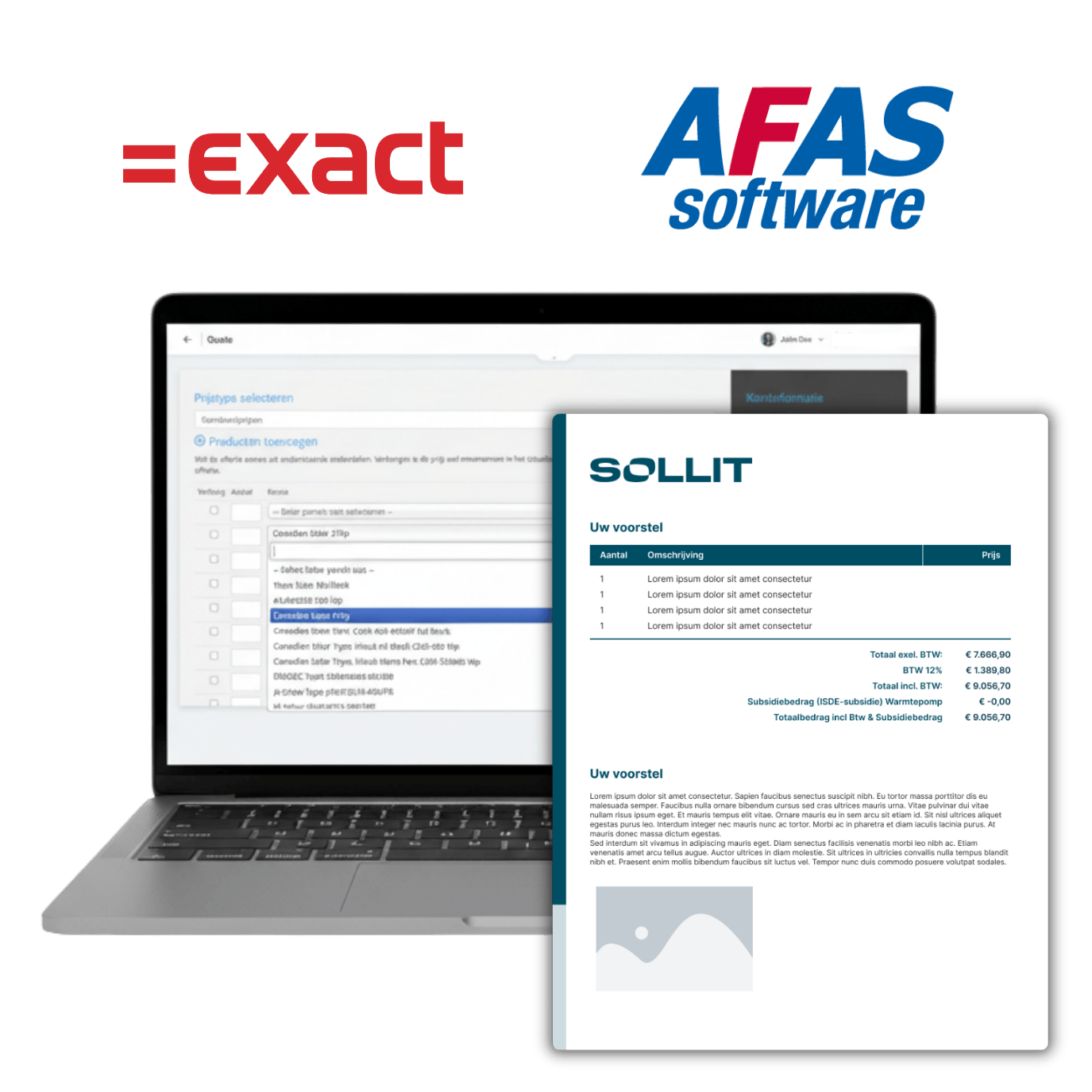 Accounting software Exact AFAS mock up