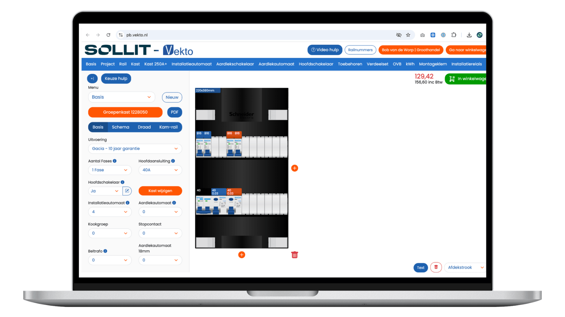 Vekto groepenkastconfigurator geavanceerd Sollit