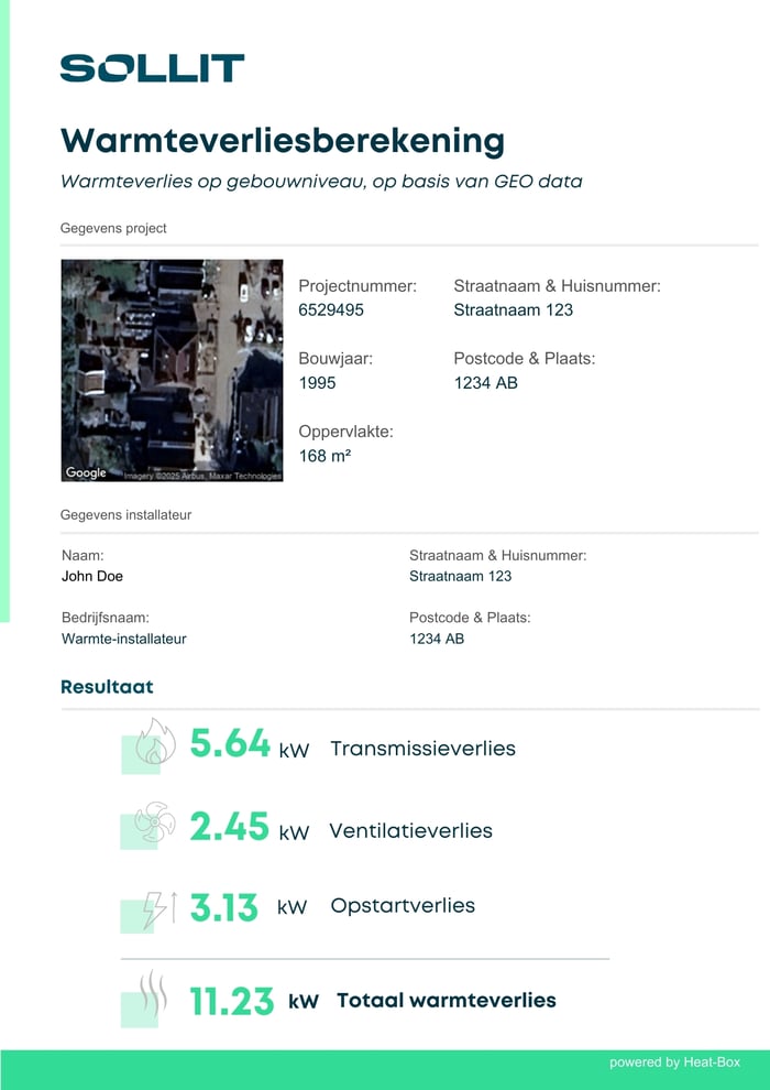 Warmteverliesberekening mock up offerte